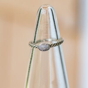 David Yurman Cable Collectables oval pavè Diamond Ring Sz 8